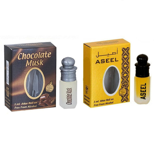 Al Nuaim Dubai Gold, Chocolate Musk Attar 3ML - 2 Pcs
